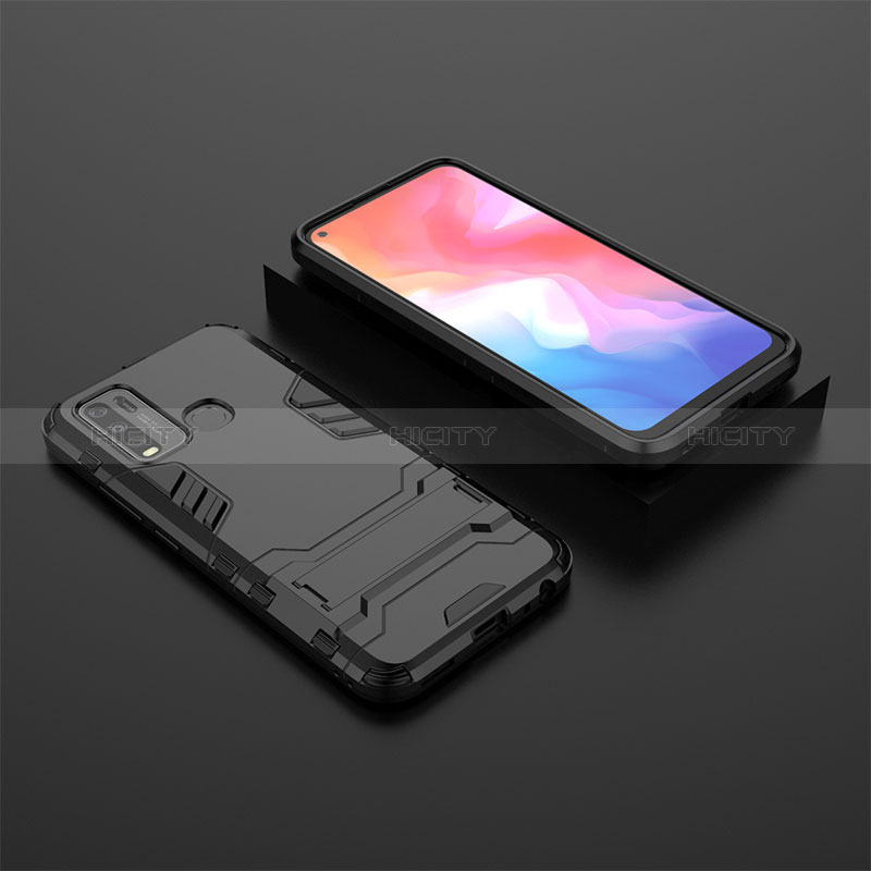 Coque Contour Silicone et Plastique Housse Etui Mat avec Support KC2 pour Vivo Y50 Noir Plus