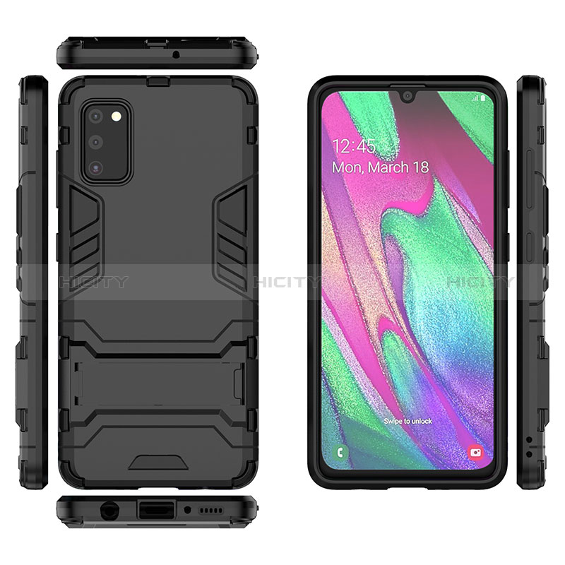 Coque Contour Silicone et Plastique Housse Etui Mat avec Support KC3 pour Samsung Galaxy A41 Plus