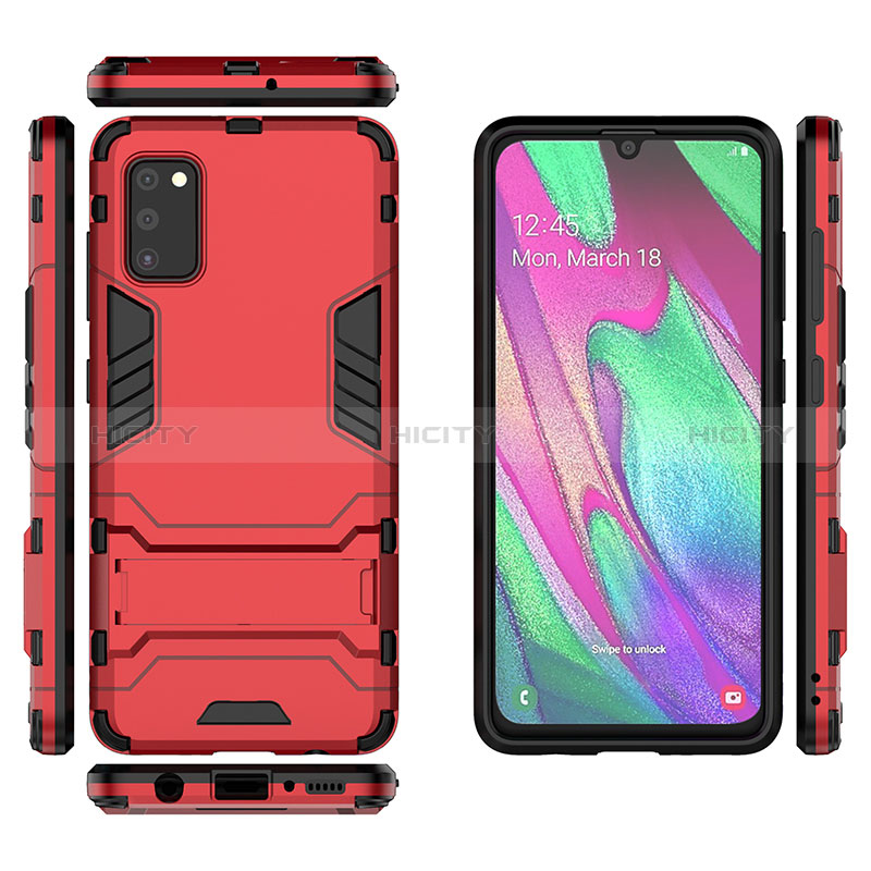 Coque Contour Silicone et Plastique Housse Etui Mat avec Support KC3 pour Samsung Galaxy A41 Plus