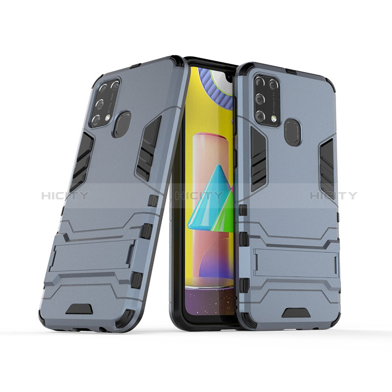 Coque Contour Silicone et Plastique Housse Etui Mat avec Support KC3 pour Samsung Galaxy M21s Plus