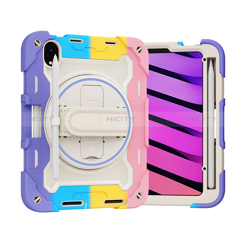 Coque Contour Silicone et Plastique Housse Etui Mat avec Support L02 pour Apple iPad Mini 6 Violet Plus