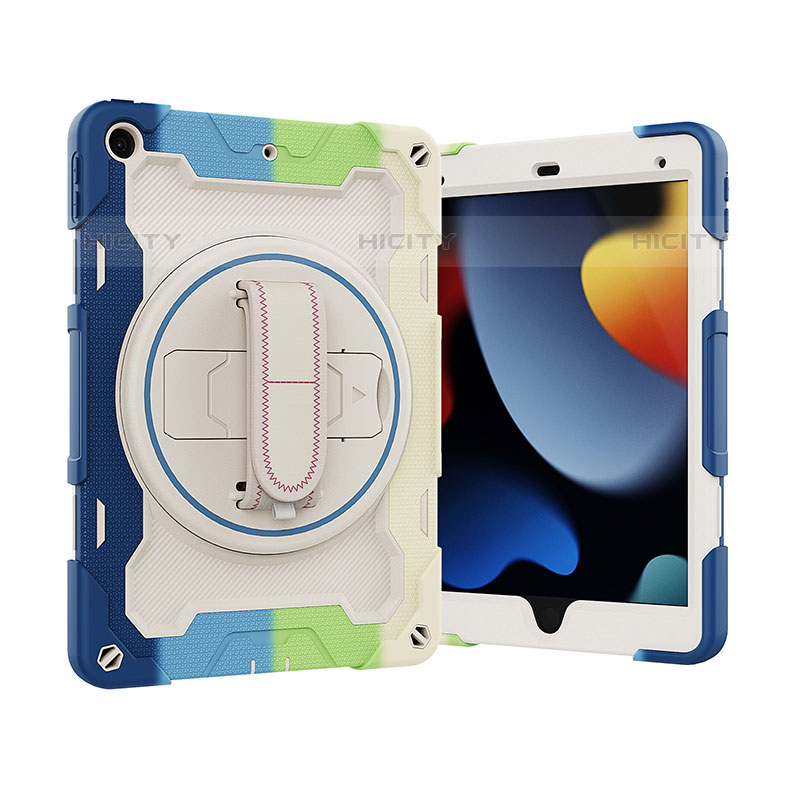 Coque Contour Silicone et Plastique Housse Etui Mat avec Support L03 pour Apple iPad 10.2 (2020) Bleu Plus