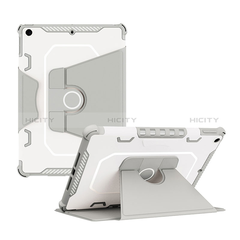 Coque Contour Silicone et Plastique Housse Etui Mat avec Support L04 pour Apple iPad 10.2 (2019) Gris Plus