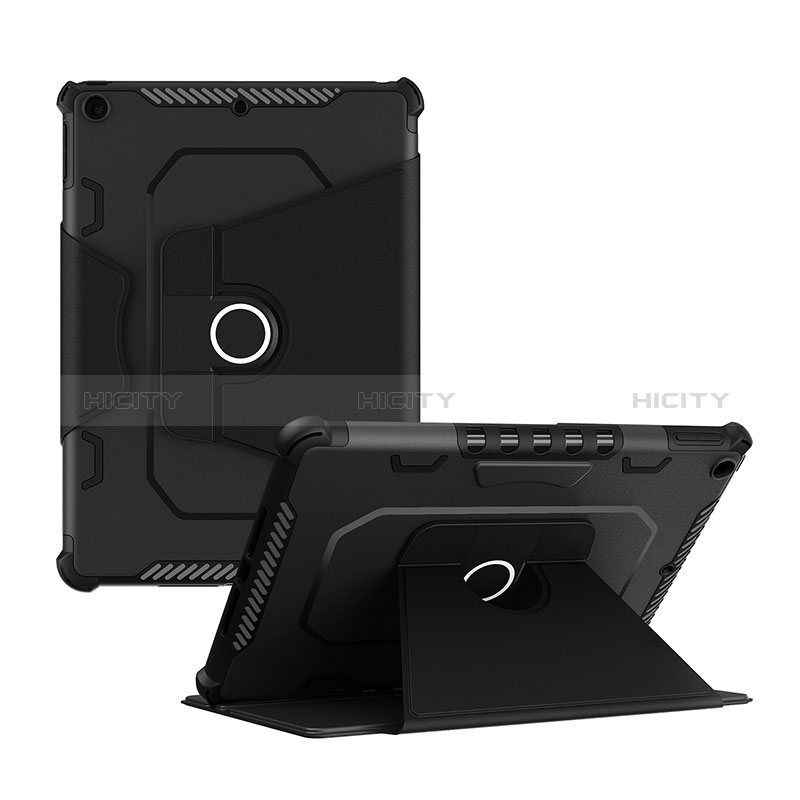 Coque Contour Silicone et Plastique Housse Etui Mat avec Support L04 pour Apple iPad 10.2 (2019) Noir Plus