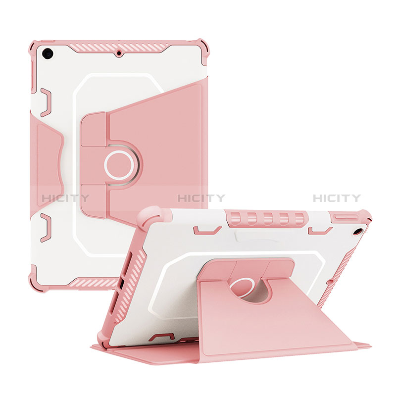 Coque Contour Silicone et Plastique Housse Etui Mat avec Support L04 pour Apple iPad 10.2 (2019) Rose Plus