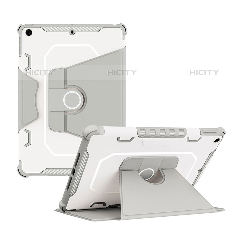 Coque Contour Silicone et Plastique Housse Etui Mat avec Support L04 pour Apple iPad 10.2 (2020) Gris Plus