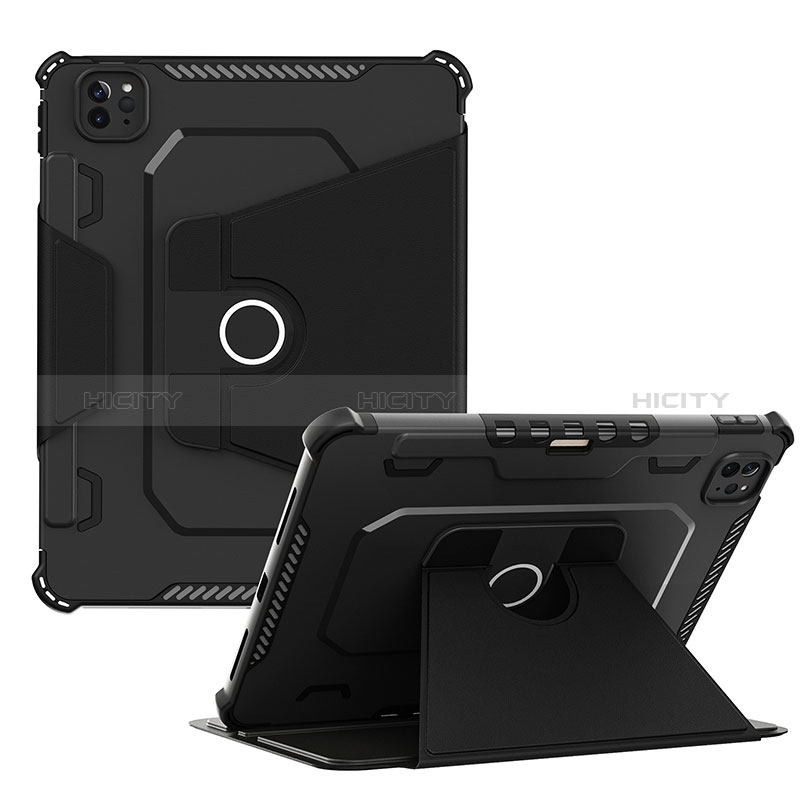 Coque Contour Silicone et Plastique Housse Etui Mat avec Support L04 pour Apple iPad Pro 11 (2022) Noir Plus