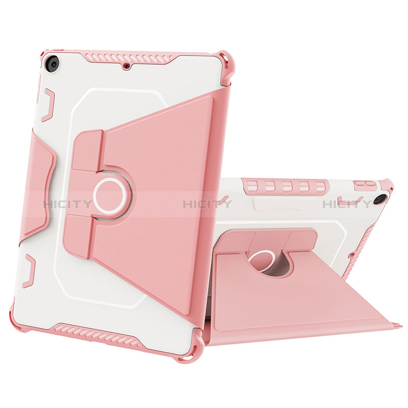 Coque Contour Silicone et Plastique Housse Etui Mat avec Support L04 pour Apple New iPad 9.7 (2017) Rose Plus