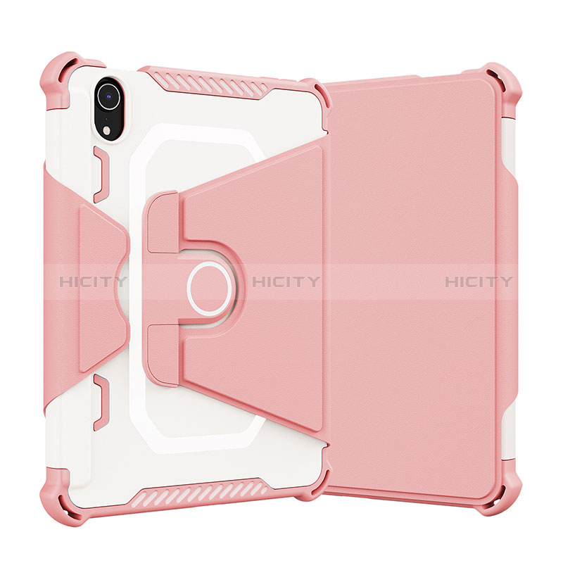 Coque Contour Silicone et Plastique Housse Etui Mat avec Support L05 pour Apple iPad Mini 6 Rose Plus