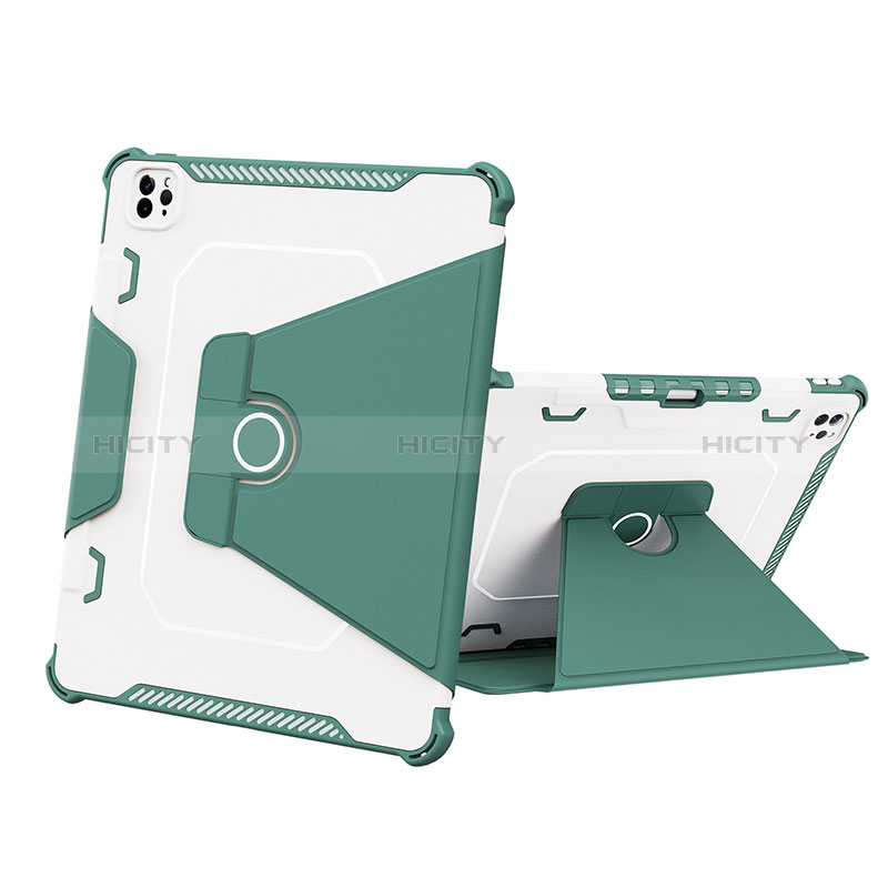 Coque Contour Silicone et Plastique Housse Etui Mat avec Support L05 pour Apple iPad Pro 12.9 (2021) Vert Plus