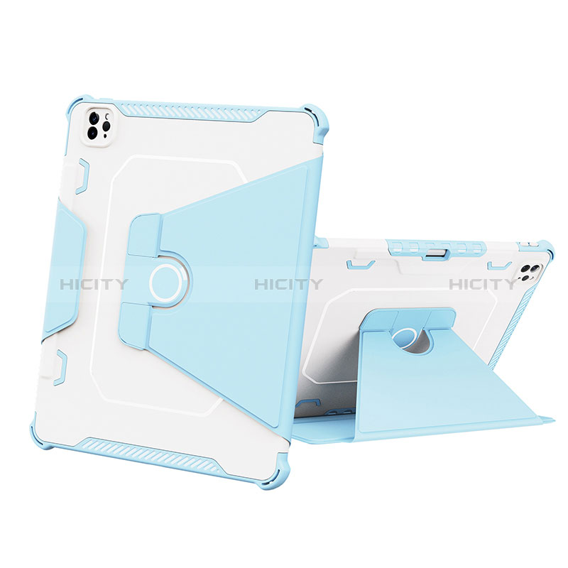 Coque Contour Silicone et Plastique Housse Etui Mat avec Support L05 pour Apple iPad Pro 12.9 (2022) Bleu Plus