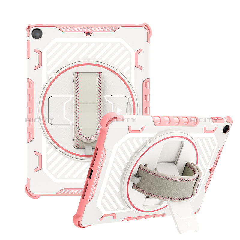 Coque Contour Silicone et Plastique Housse Etui Mat avec Support L06 pour Apple New iPad 9.7 (2017) Or Rose Plus