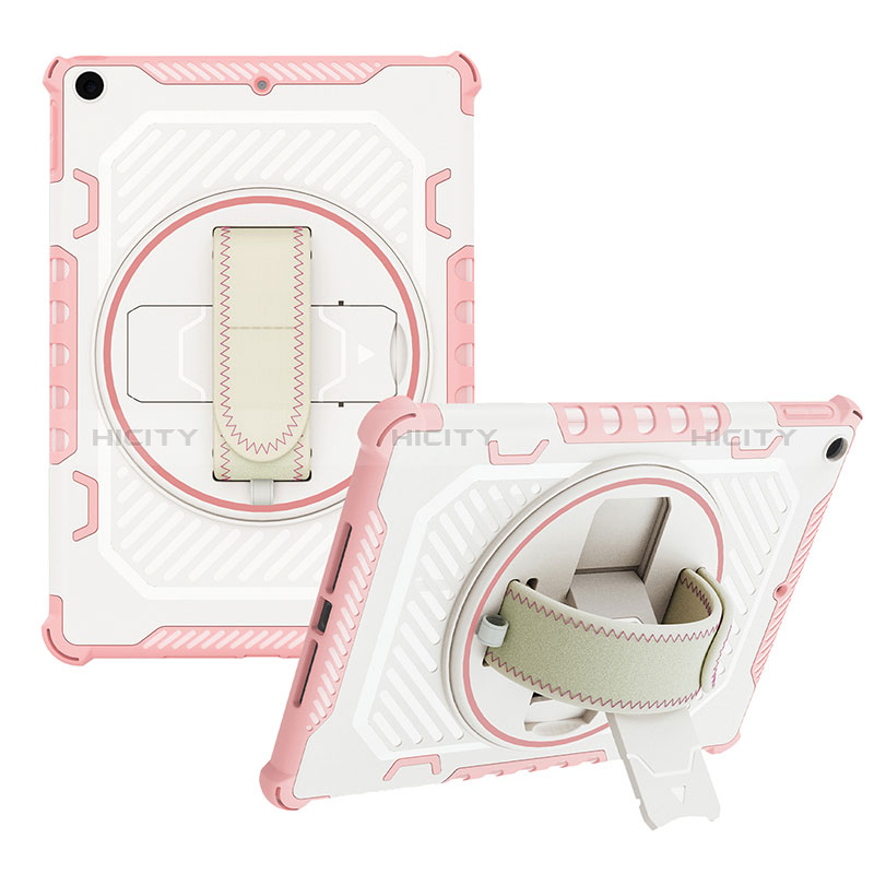 Coque Contour Silicone et Plastique Housse Etui Mat avec Support L07 pour Apple iPad 10.2 (2019) Or Rose Plus