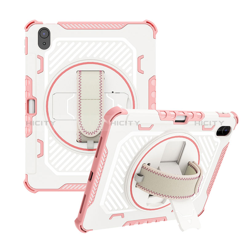 Coque Contour Silicone et Plastique Housse Etui Mat avec Support L07 pour Apple iPad 10.9 (2022) Or Rose Plus