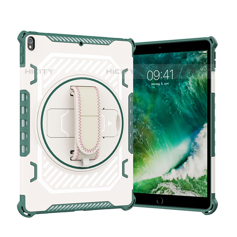 Coque Contour Silicone et Plastique Housse Etui Mat avec Support L07 pour Apple iPad Air 3 Vert Plus