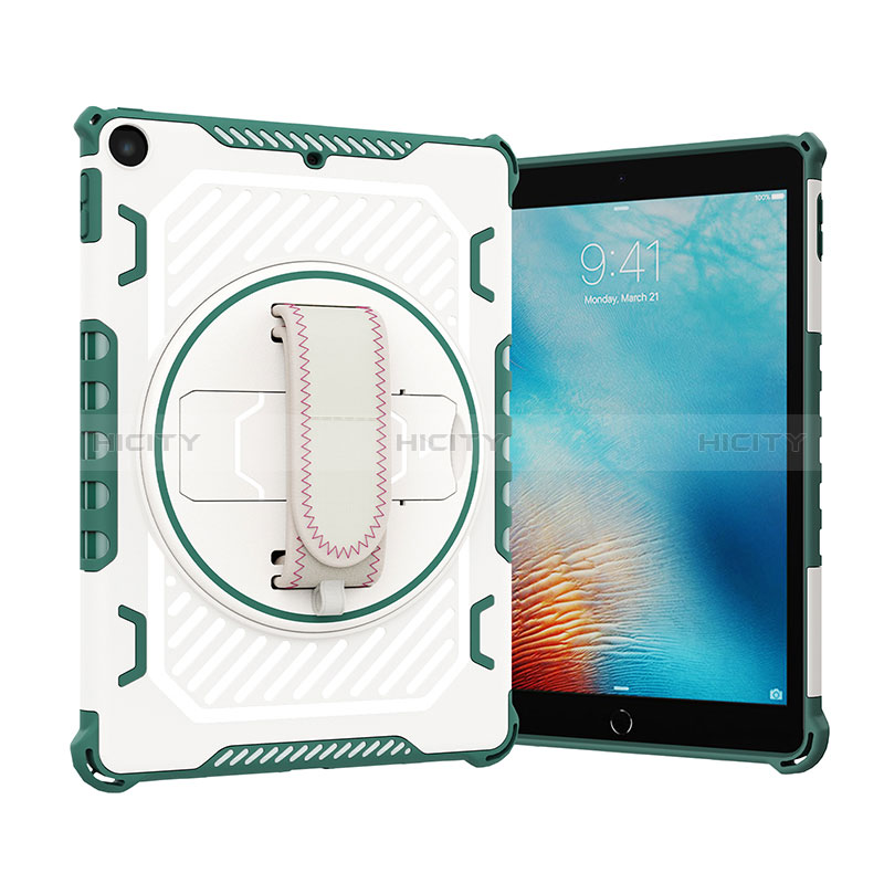 Coque Contour Silicone et Plastique Housse Etui Mat avec Support L07 pour Apple New iPad 9.7 (2017) Vert Plus