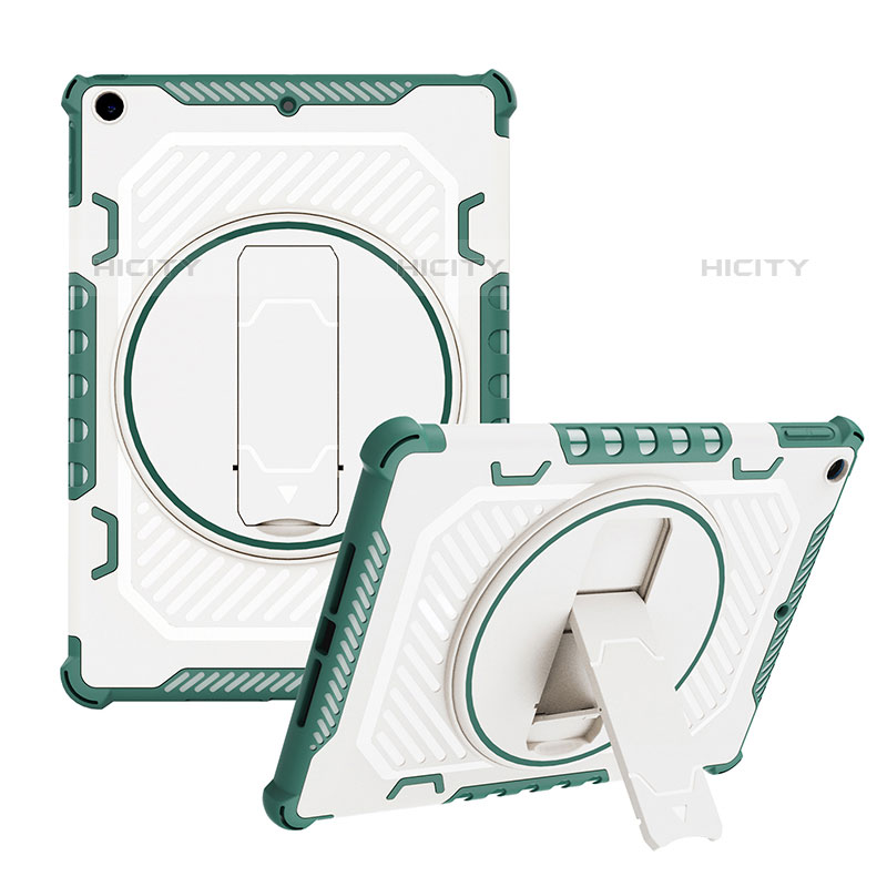 Coque Contour Silicone et Plastique Housse Etui Mat avec Support L08 pour Apple iPad 10.2 (2020) Vert Plus