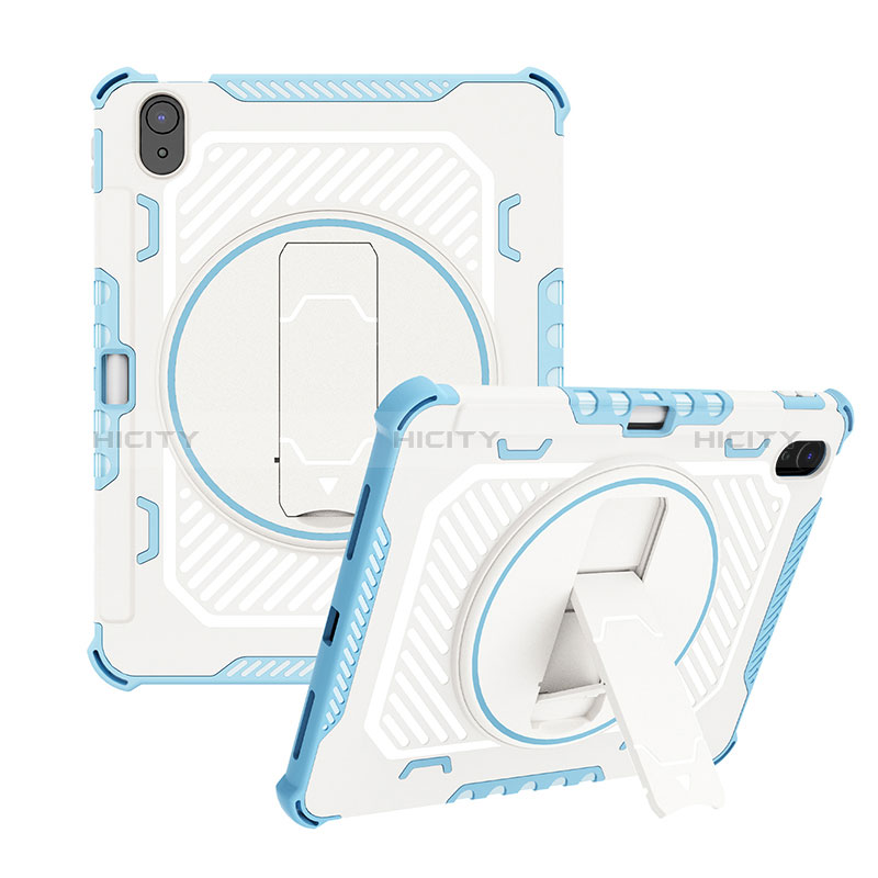 Coque Contour Silicone et Plastique Housse Etui Mat avec Support L08 pour Apple iPad 10.9 (2022) Bleu Plus