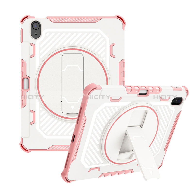 Coque Contour Silicone et Plastique Housse Etui Mat avec Support L08 pour Apple iPad 10.9 (2022) Or Rose Plus