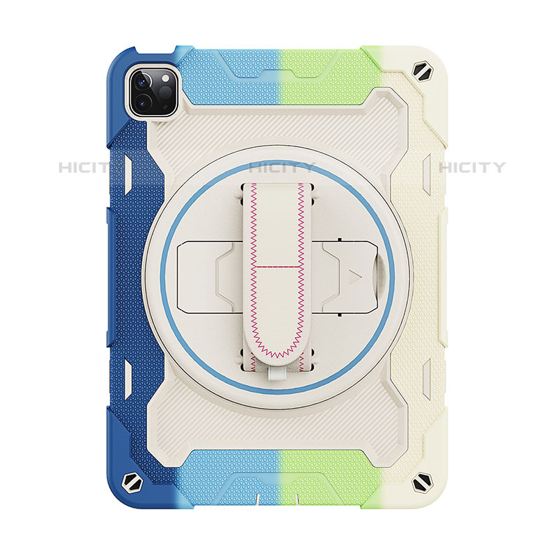 Coque Contour Silicone et Plastique Housse Etui Mat avec Support L11 pour Apple iPad Pro 11 (2020) Bleu Plus