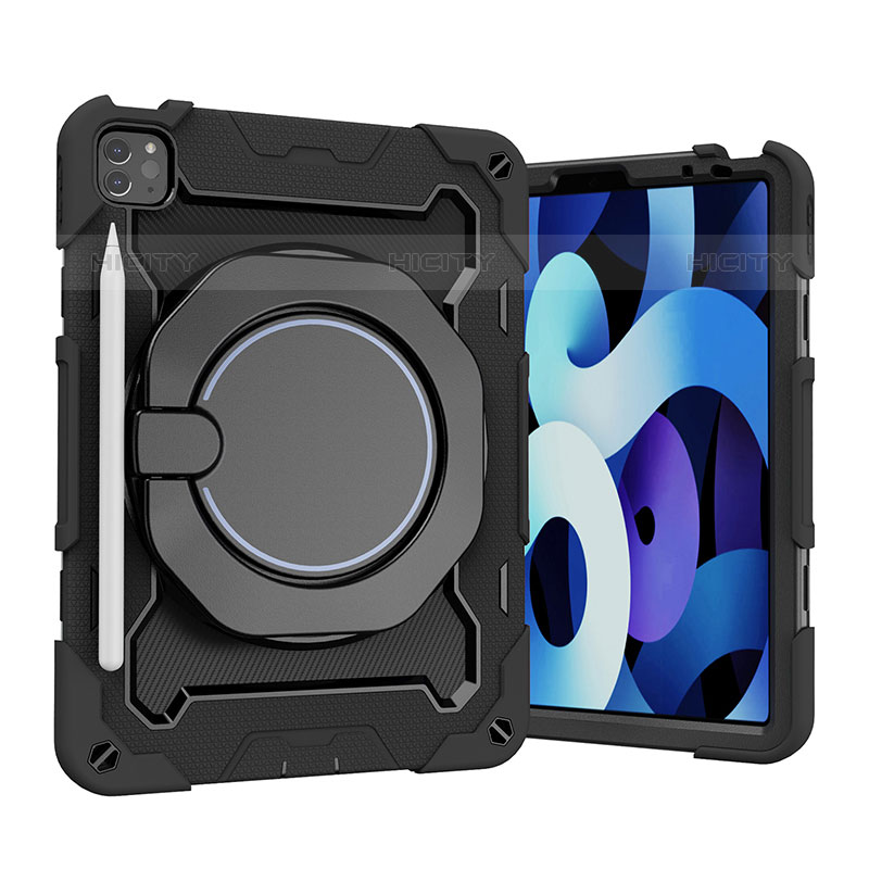 Coque Contour Silicone et Plastique Housse Etui Mat avec Support L13 pour Apple iPad Pro 11 (2020) Noir Plus