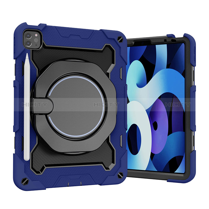 Coque Contour Silicone et Plastique Housse Etui Mat avec Support L13 pour Apple iPad Pro 11 (2022) Bleu Plus