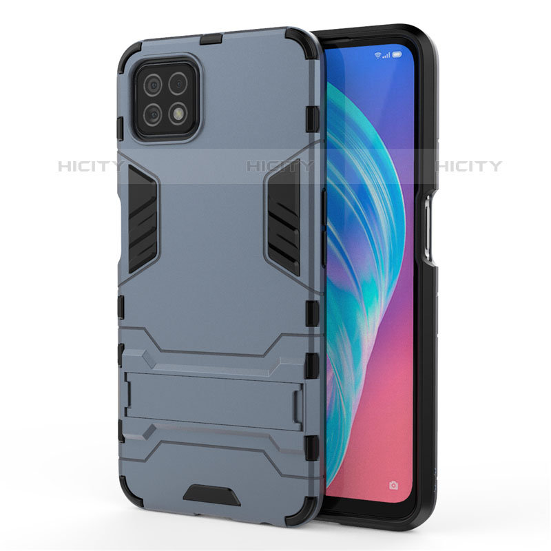 Coque Contour Silicone et Plastique Housse Etui Mat avec Support M01 pour Oppo A53 5G Bleu Plus