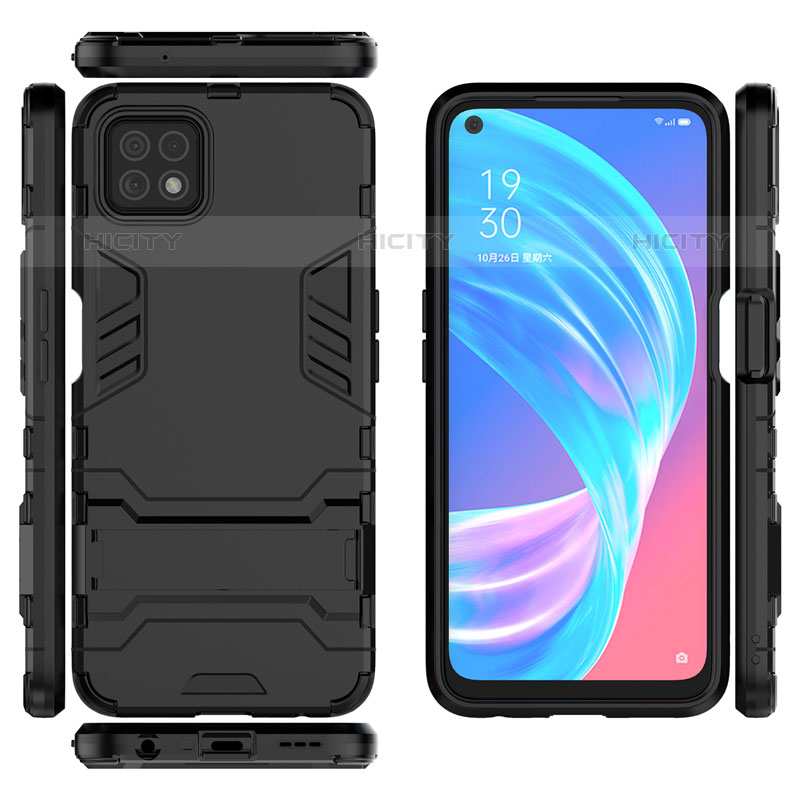 Coque Contour Silicone et Plastique Housse Etui Mat avec Support M01 pour Oppo A53 5G Plus