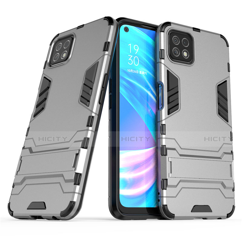 Coque Contour Silicone et Plastique Housse Etui Mat avec Support M01 pour Oppo A72 5G Plus