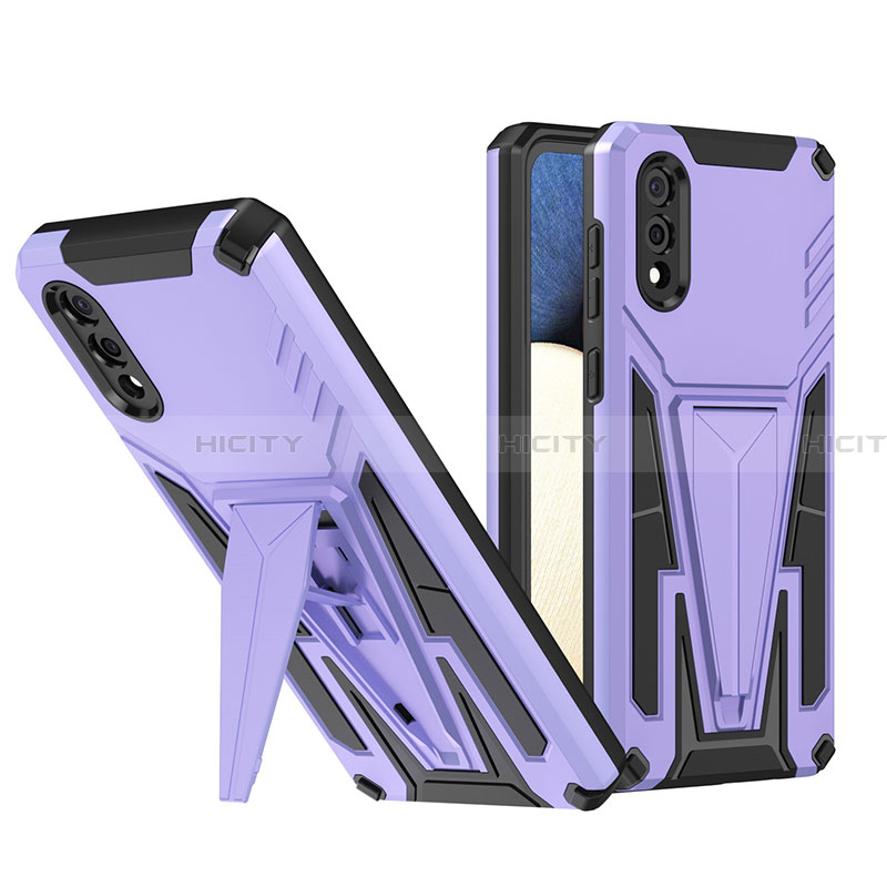 Coque Contour Silicone et Plastique Housse Etui Mat avec Support MQ1 pour Samsung Galaxy A02 Plus