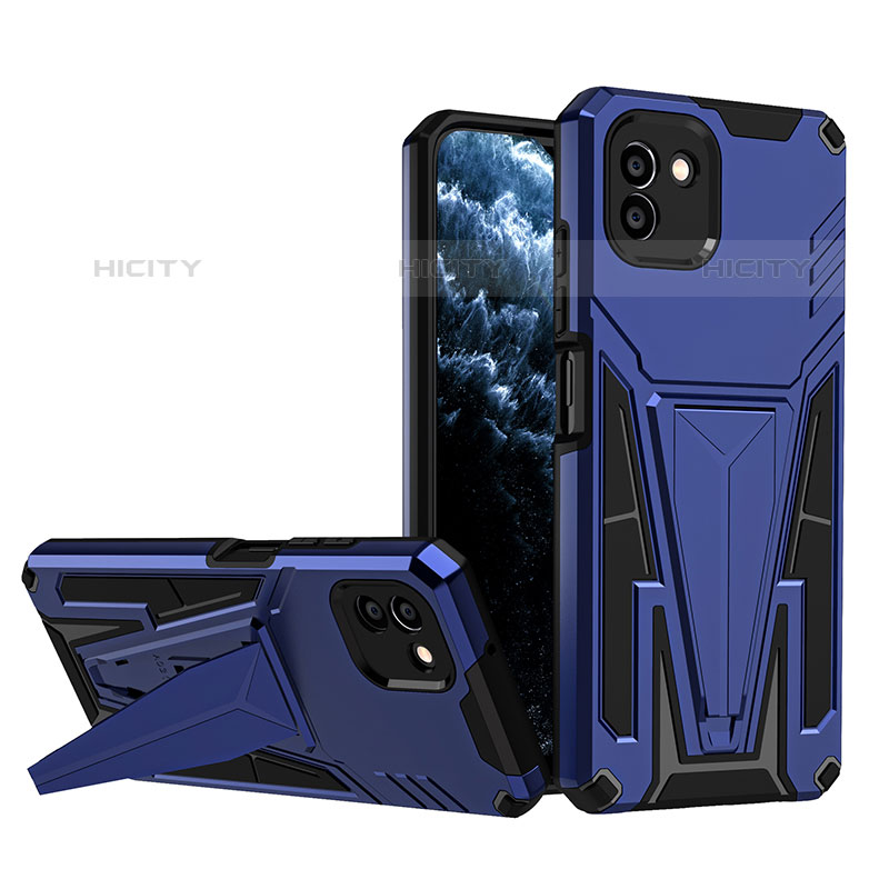 Coque Contour Silicone et Plastique Housse Etui Mat avec Support MQ1 pour Samsung Galaxy A03 Plus