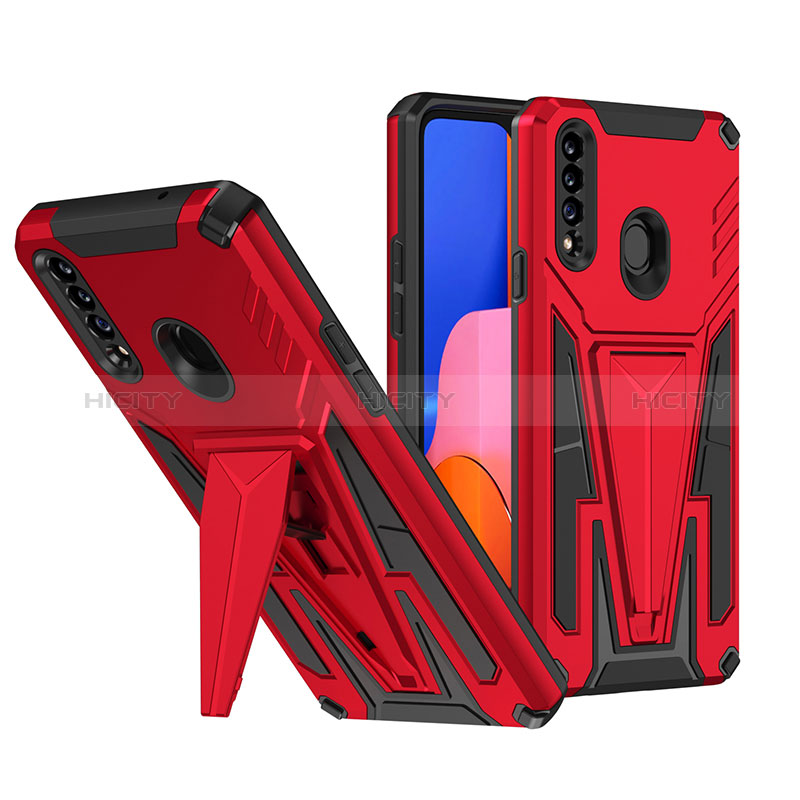 Coque Contour Silicone et Plastique Housse Etui Mat avec Support MQ1 pour Samsung Galaxy A20s Rouge Plus