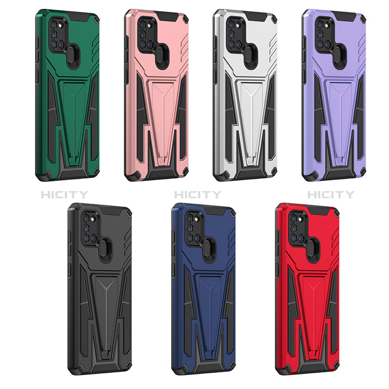 Coque Contour Silicone et Plastique Housse Etui Mat avec Support MQ1 pour Samsung Galaxy A21 Plus