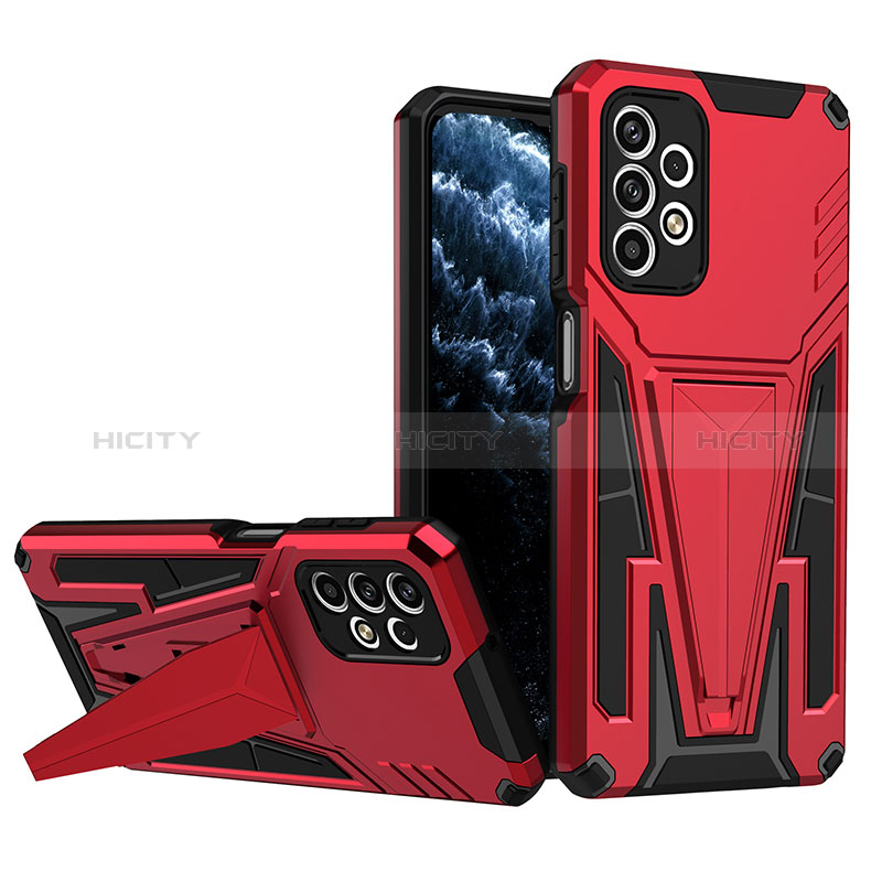 Coque Contour Silicone et Plastique Housse Etui Mat avec Support MQ1 pour Samsung Galaxy A23 5G Rouge Plus