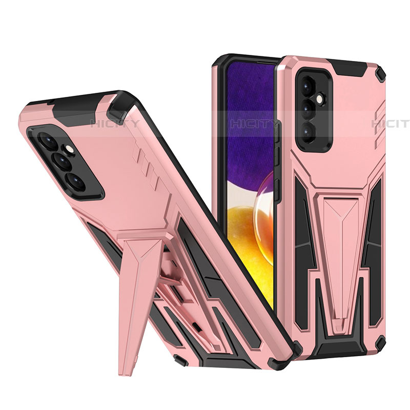 Coque Contour Silicone et Plastique Housse Etui Mat avec Support MQ1 pour Samsung Galaxy A24 4G Or Rose Plus