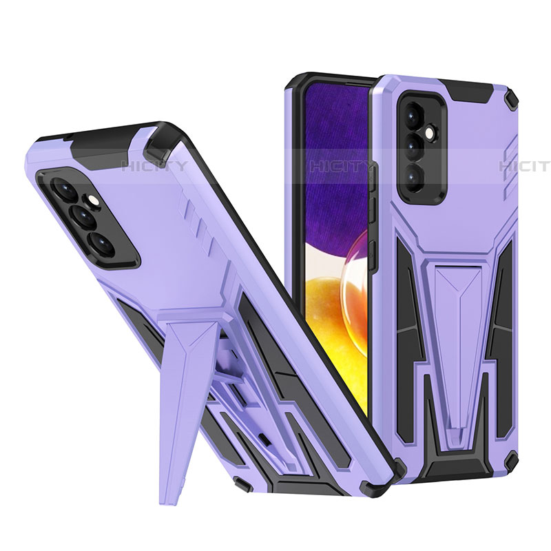 Coque Contour Silicone et Plastique Housse Etui Mat avec Support MQ1 pour Samsung Galaxy A24 4G Violet Plus