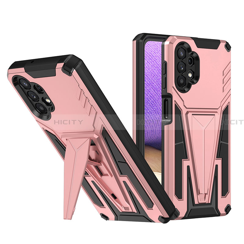 Coque Contour Silicone et Plastique Housse Etui Mat avec Support MQ1 pour Samsung Galaxy A32 4G Or Rose Plus