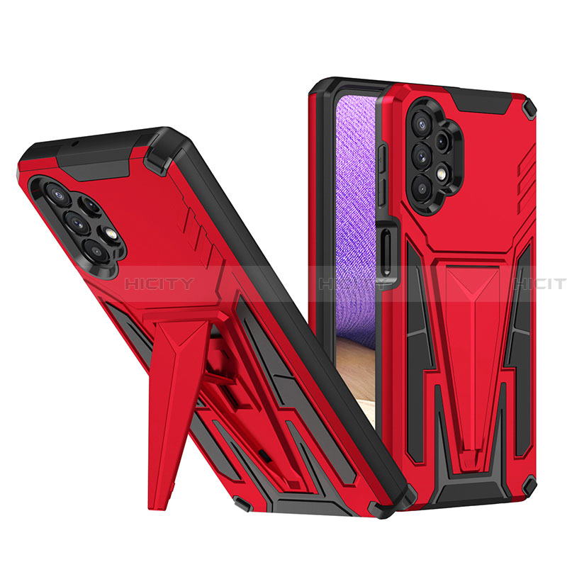 Coque Contour Silicone et Plastique Housse Etui Mat avec Support MQ1 pour Samsung Galaxy A32 4G Rouge Plus