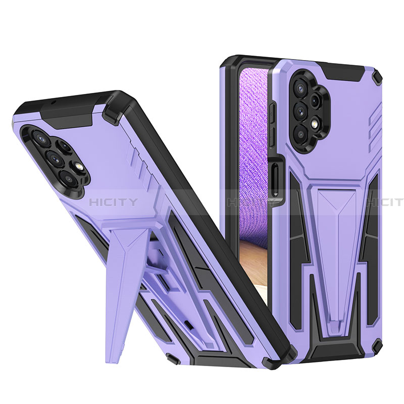 Coque Contour Silicone et Plastique Housse Etui Mat avec Support MQ1 pour Samsung Galaxy A32 4G Violet Plus