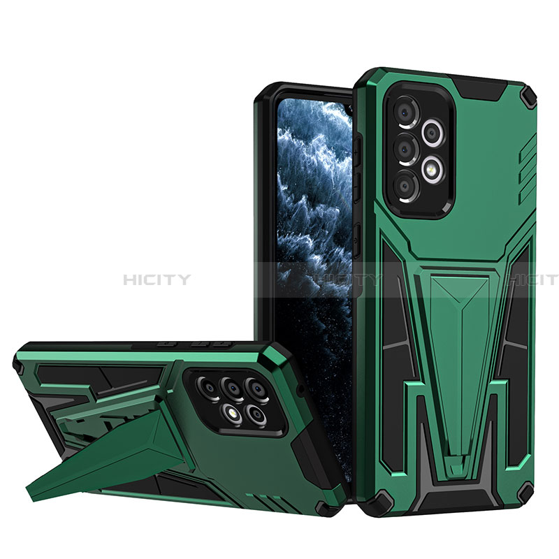 Coque Contour Silicone et Plastique Housse Etui Mat avec Support MQ1 pour Samsung Galaxy A33 5G Vert Plus