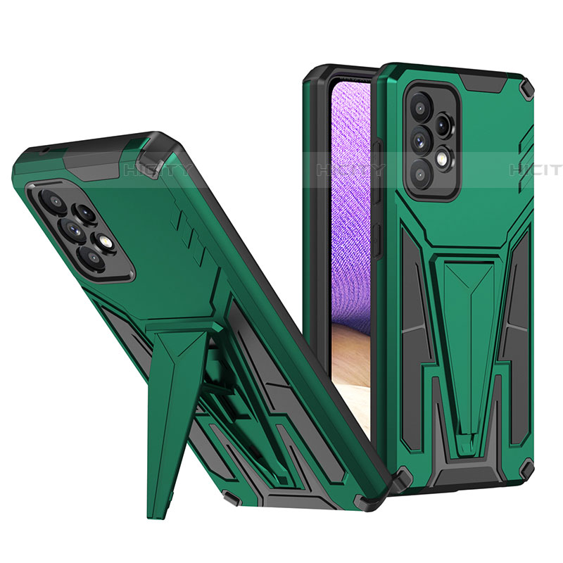 Coque Contour Silicone et Plastique Housse Etui Mat avec Support MQ1 pour Samsung Galaxy A52 4G Vert Plus