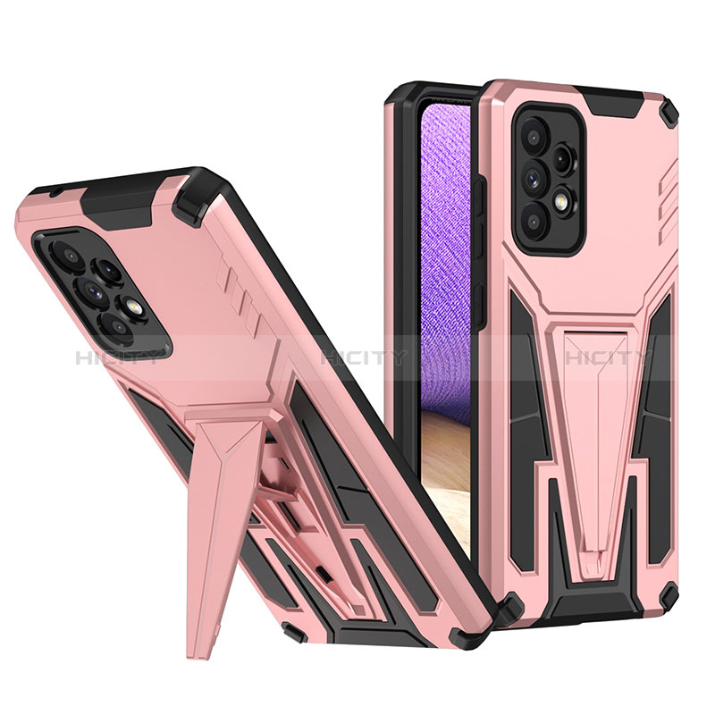 Coque Contour Silicone et Plastique Housse Etui Mat avec Support MQ1 pour Samsung Galaxy A52s 5G Or Rose Plus