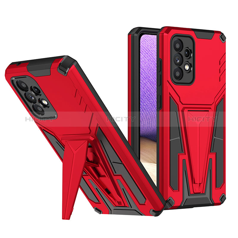 Coque Contour Silicone et Plastique Housse Etui Mat avec Support MQ1 pour Samsung Galaxy A52s 5G Rouge Plus