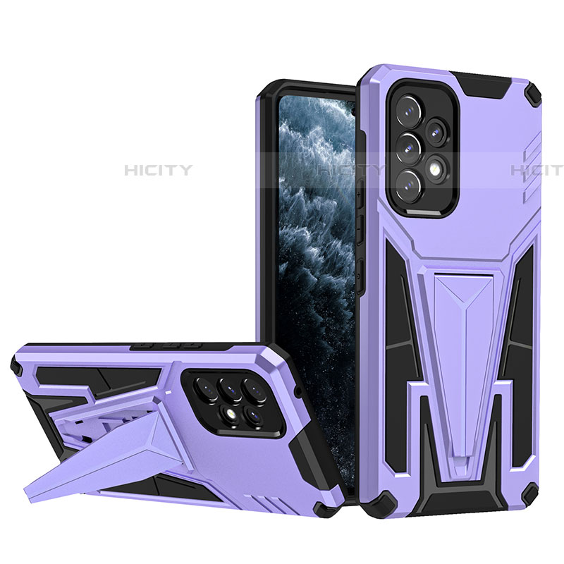 Coque Contour Silicone et Plastique Housse Etui Mat avec Support MQ1 pour Samsung Galaxy A53 5G Violet Plus