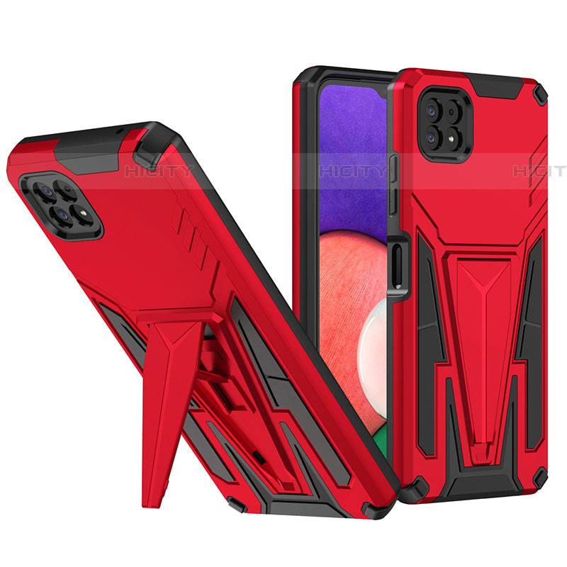 Coque Contour Silicone et Plastique Housse Etui Mat avec Support MQ1 pour Samsung Galaxy F42 5G Rouge Plus