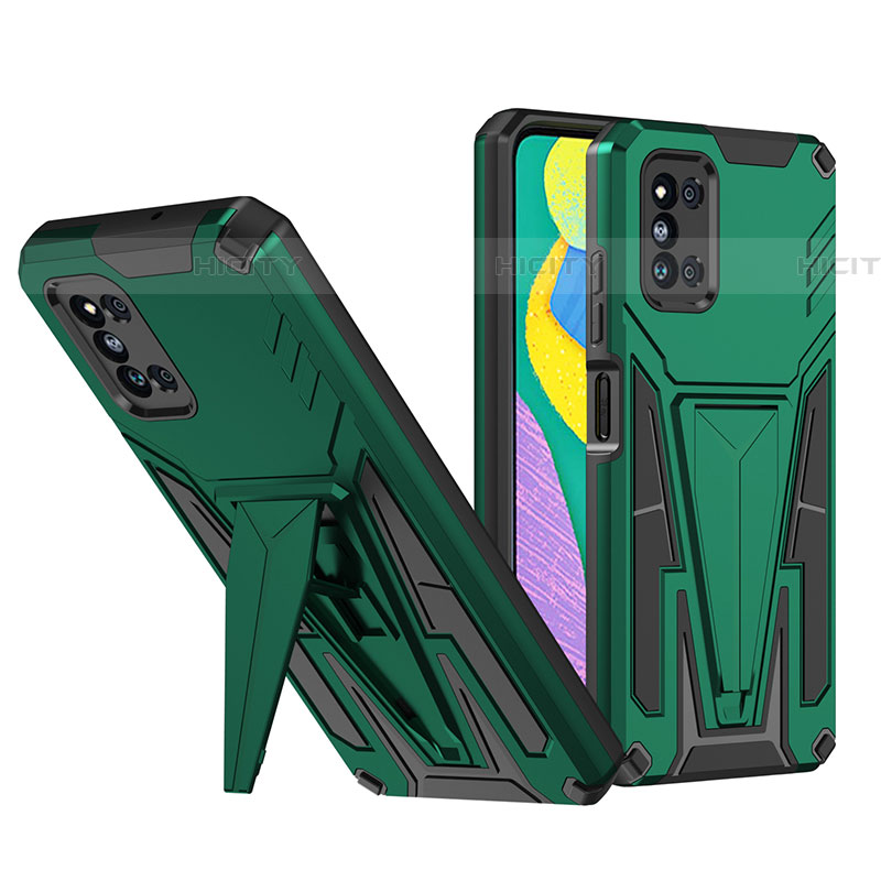 Coque Contour Silicone et Plastique Housse Etui Mat avec Support MQ1 pour Samsung Galaxy F52 5G Vert Plus