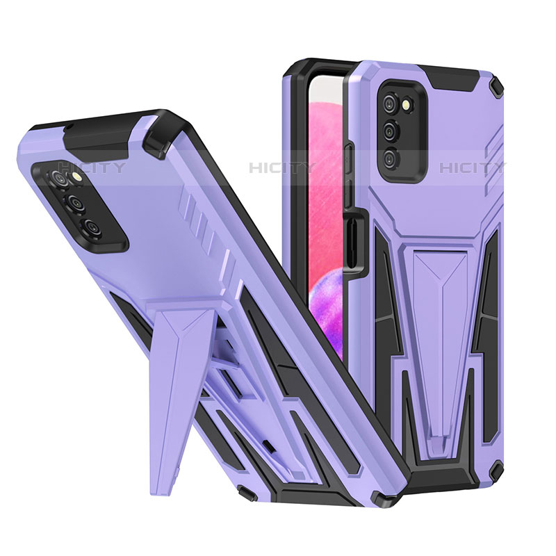 Coque Contour Silicone et Plastique Housse Etui Mat avec Support MQ1 pour Samsung Galaxy M02s Violet Plus