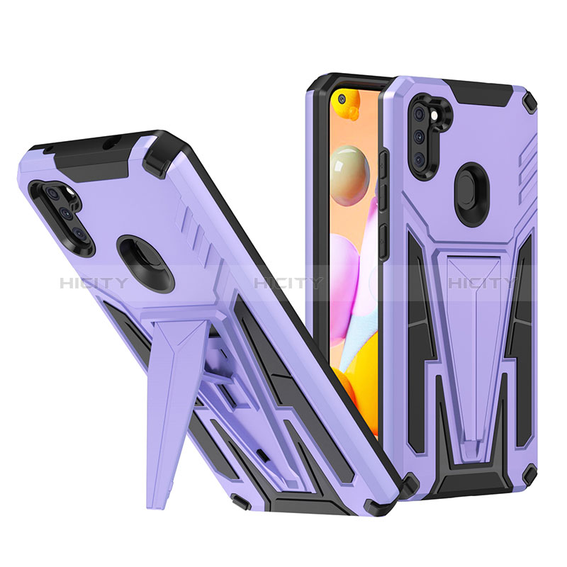 Coque Contour Silicone et Plastique Housse Etui Mat avec Support MQ1 pour Samsung Galaxy M11 Plus