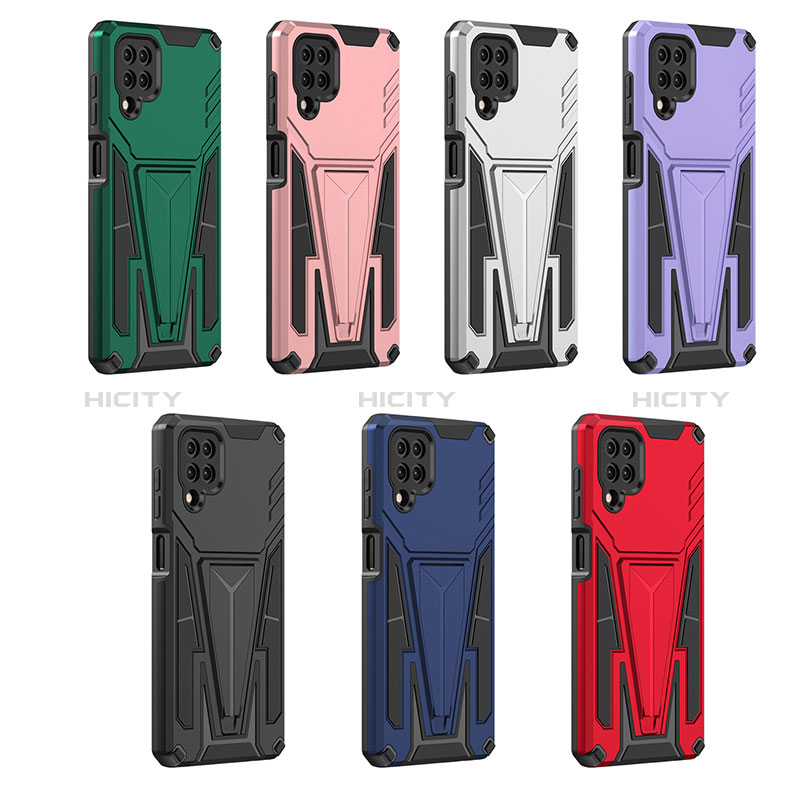 Coque Contour Silicone et Plastique Housse Etui Mat avec Support MQ1 pour Samsung Galaxy M12 Plus