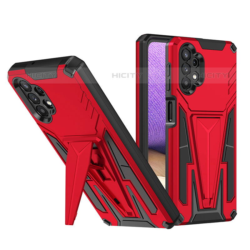 Coque Contour Silicone et Plastique Housse Etui Mat avec Support MQ1 pour Samsung Galaxy M32 5G Rouge Plus